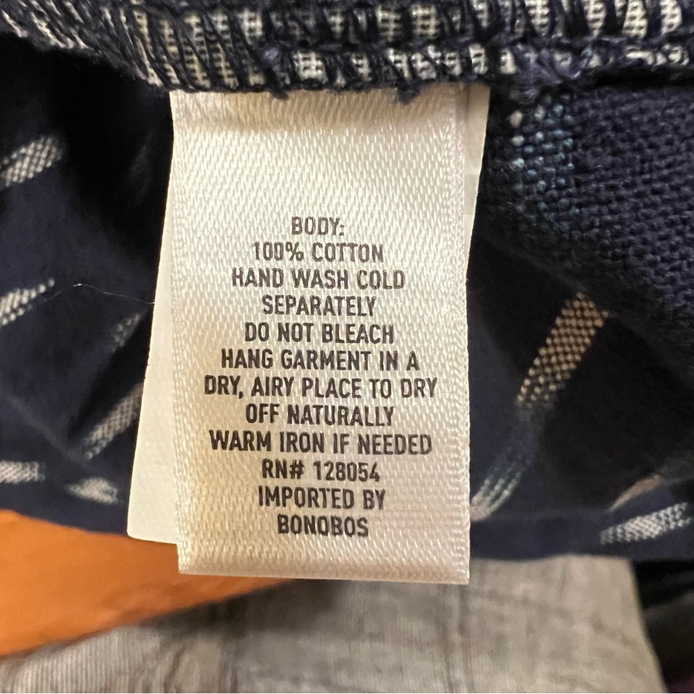 BONOBOS Drawstring Club Shorts Men’s Navy and White Ikat Print Large. - Picture 8 of 9